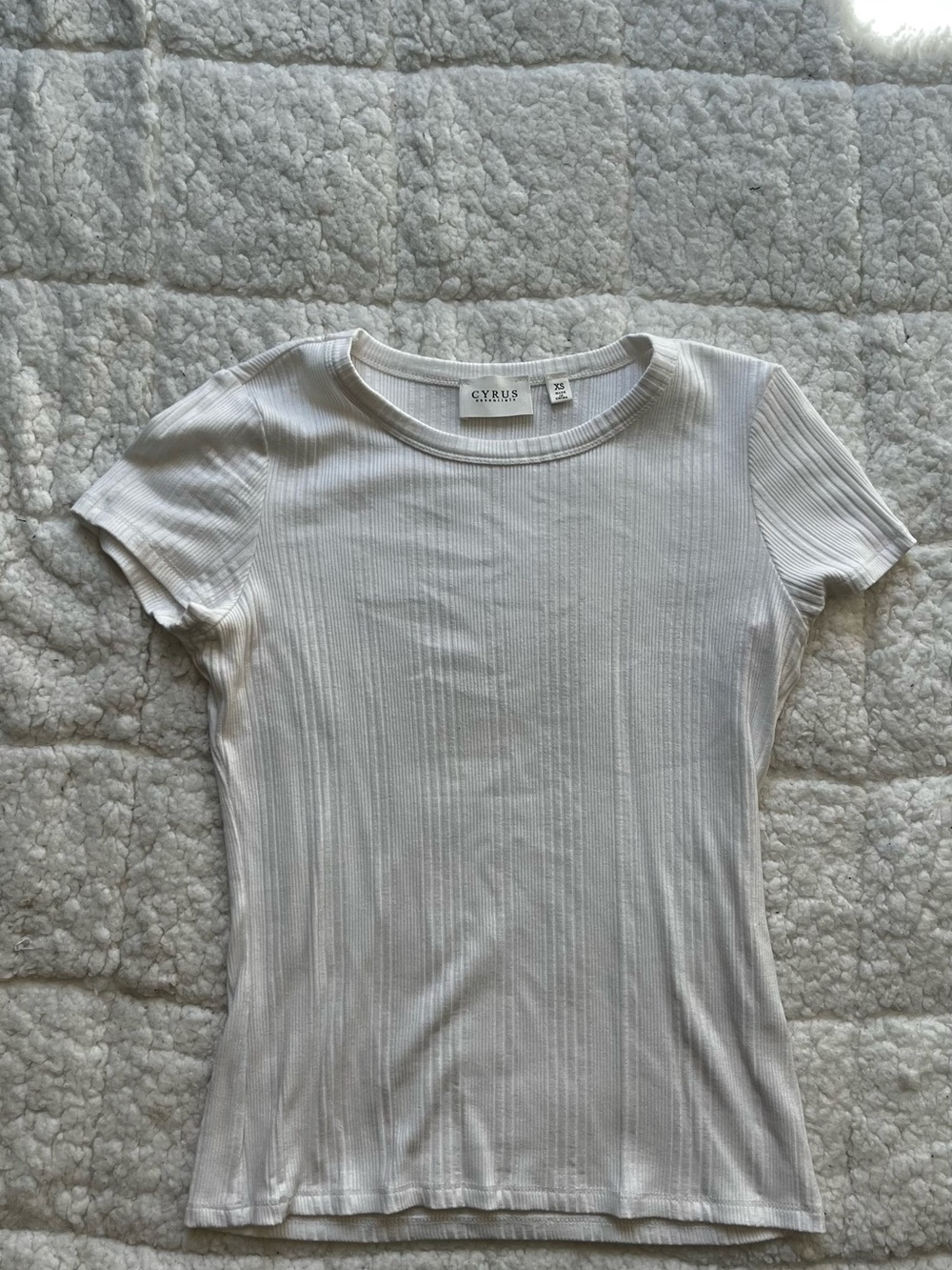 Cyrus Ribbed Short Sleeve Tee in White